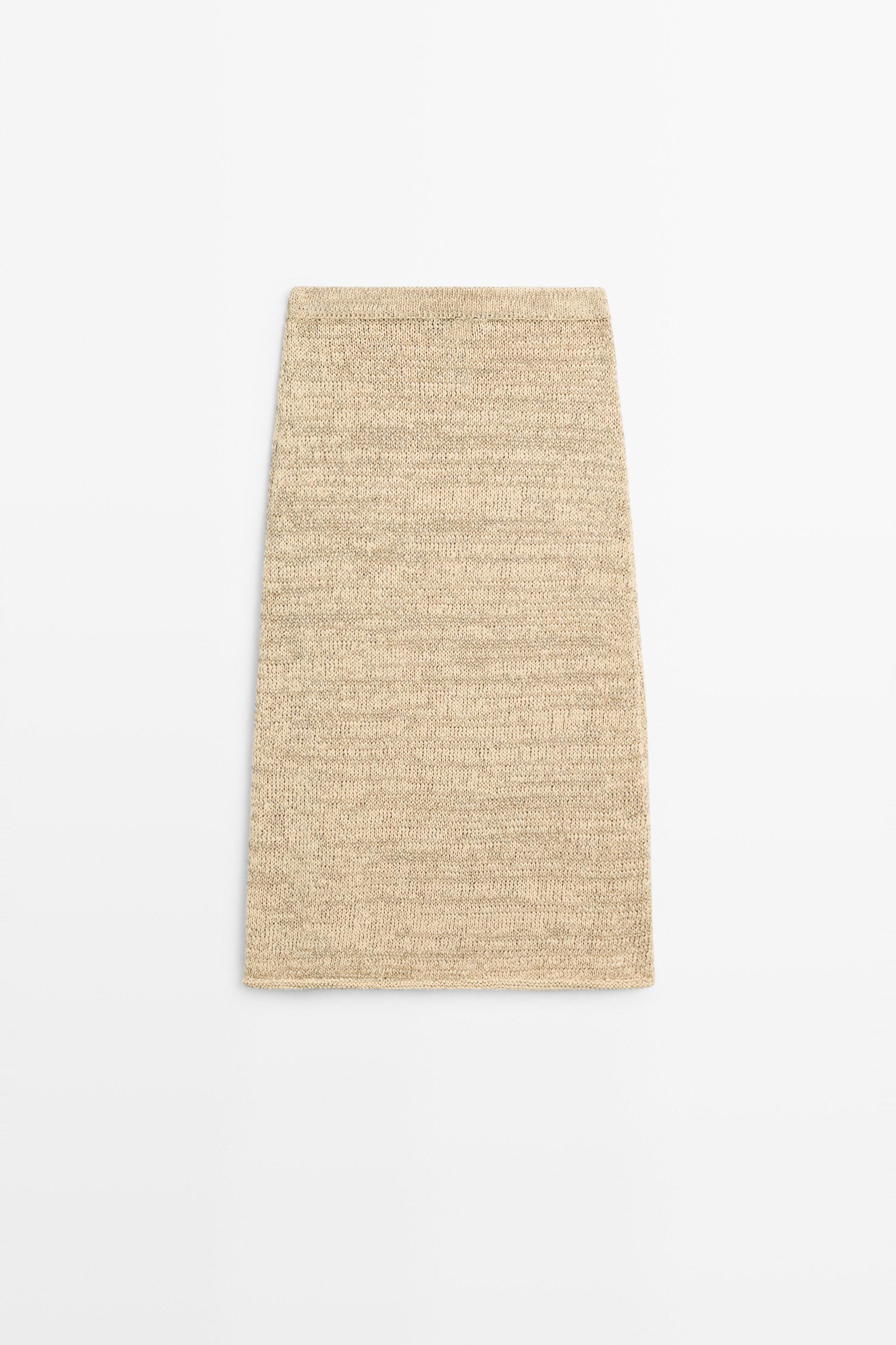 Marl cotton blend knit midi co-ord skirt